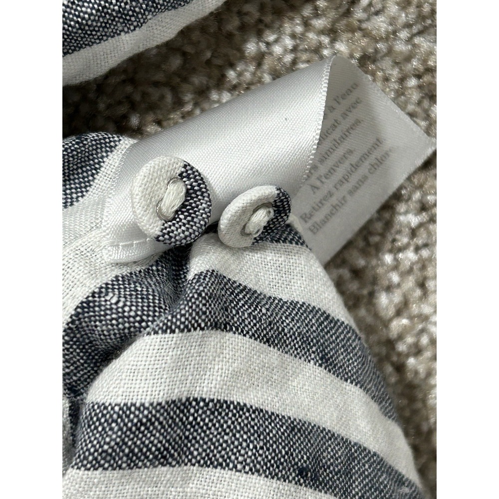 Everlane Women's 16 Linen Popover Shirt in Bone and grey stripes long sleeve top - Picture 9 of 10
